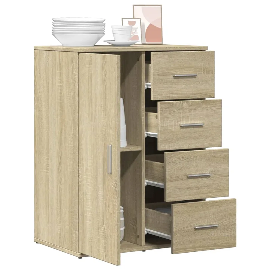 Buffet chêne sonoma 59x39x80 cm bois d'ingénierie - 4
