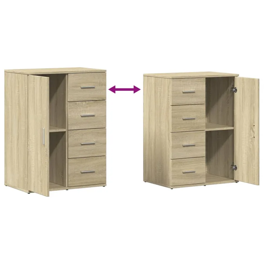Buffet chêne sonoma 59x39x80 cm bois d'ingénierie - 8