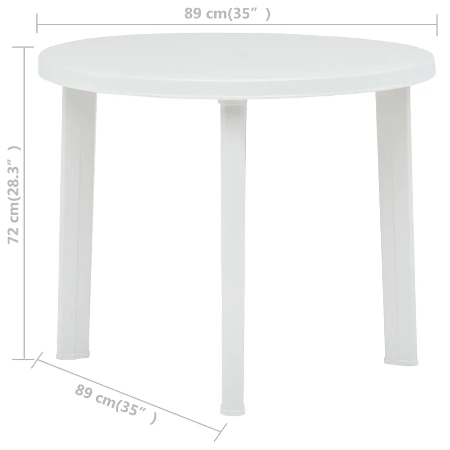 Table de jardin Blanc 89 cm Plastique - 5