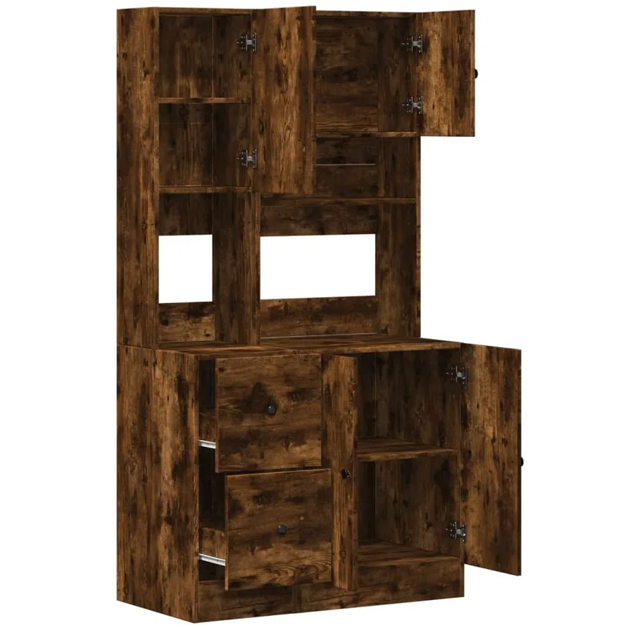 Armoire de cuisine chêne fumé 95x50x180 cm bois d'ingénierie - 7