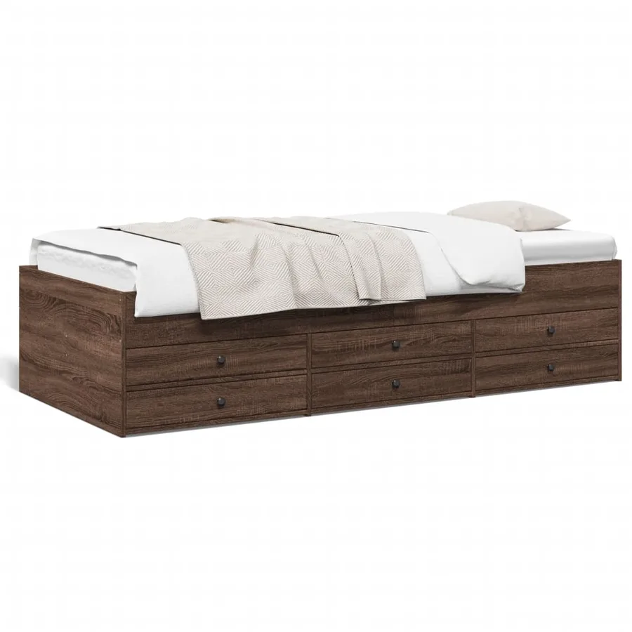 Lit de jour avec tiroirs sans matelas chêne marron 90x200 cm - 2