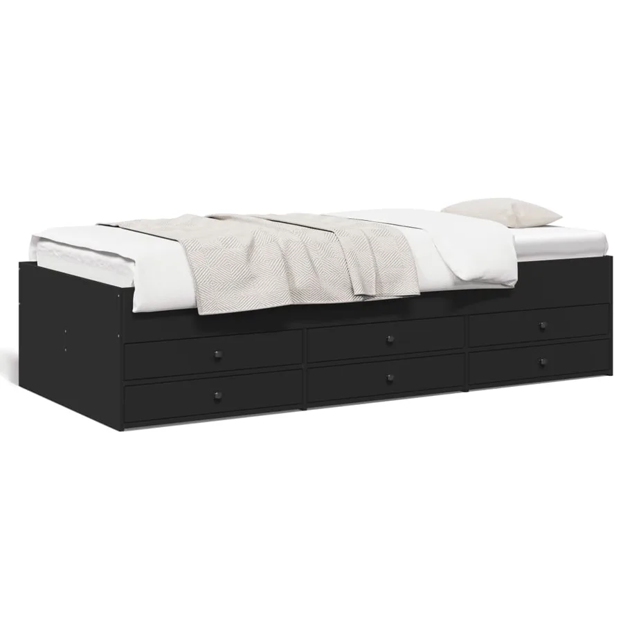 Lit de jour avec tiroirs sans matelas noir 90x200 cm - 2