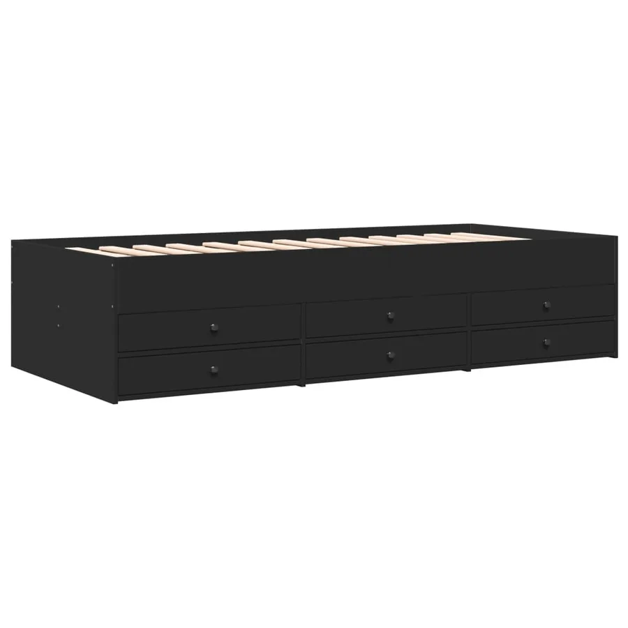 Lit de jour avec tiroirs sans matelas noir 90x200 cm - 3