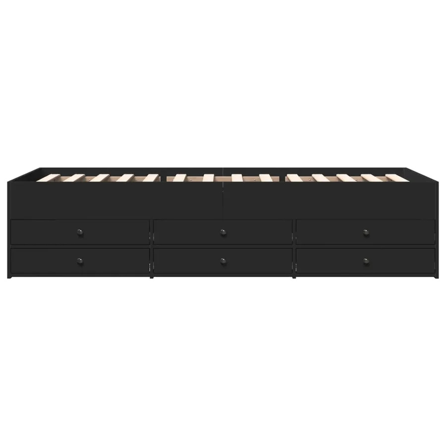Lit de jour avec tiroirs sans matelas noir 90x200 cm - 4