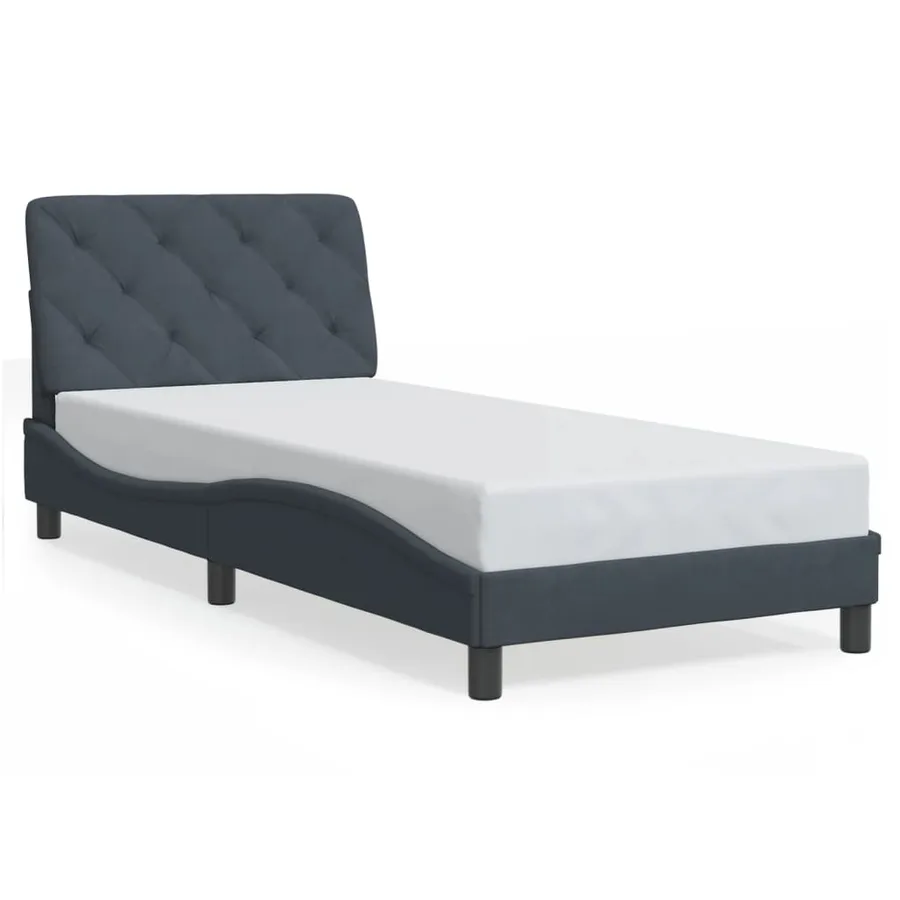 Cadre de lit avec LED sans matelas gris foncé 90x200 cm velours - 5