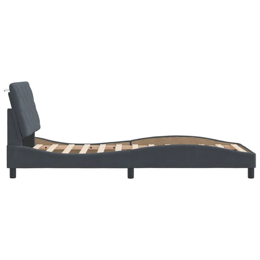 Cadre de lit avec LED sans matelas gris foncé 90x200 cm velours - 7
