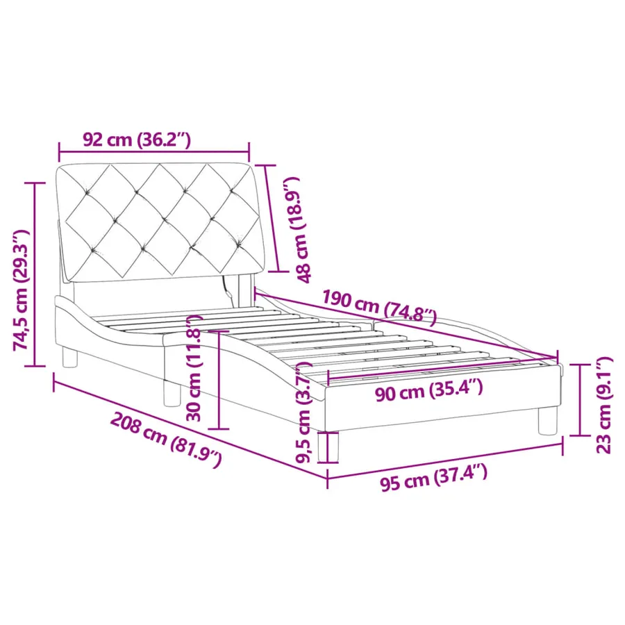 Cadre de lit avec LED sans matelas rose 80x200 cm velours - 16