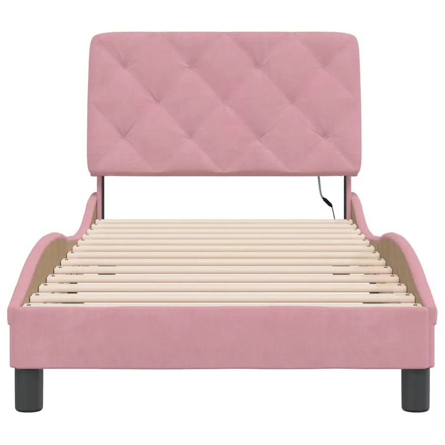 Cadre de lit avec LED sans matelas rose 80x200 cm velours - 6