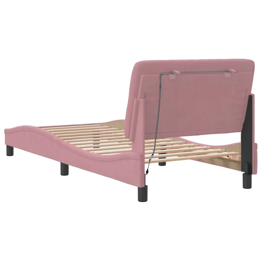 Cadre de lit avec LED sans matelas rose 80x200 cm velours - 8