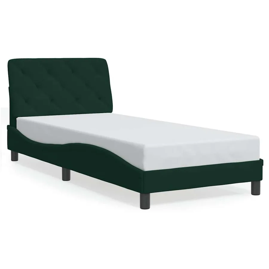 Cadre de lit sans matelas vert foncé 90x190 cm velours - 2