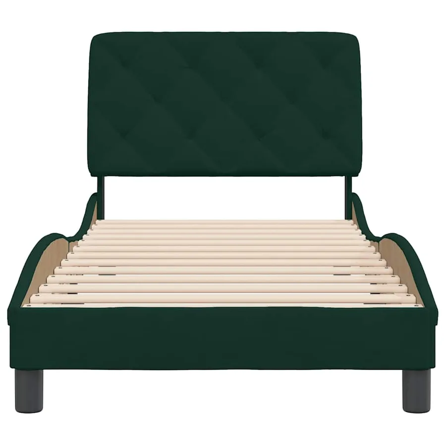 Cadre de lit sans matelas vert foncé 90x190 cm velours - 5