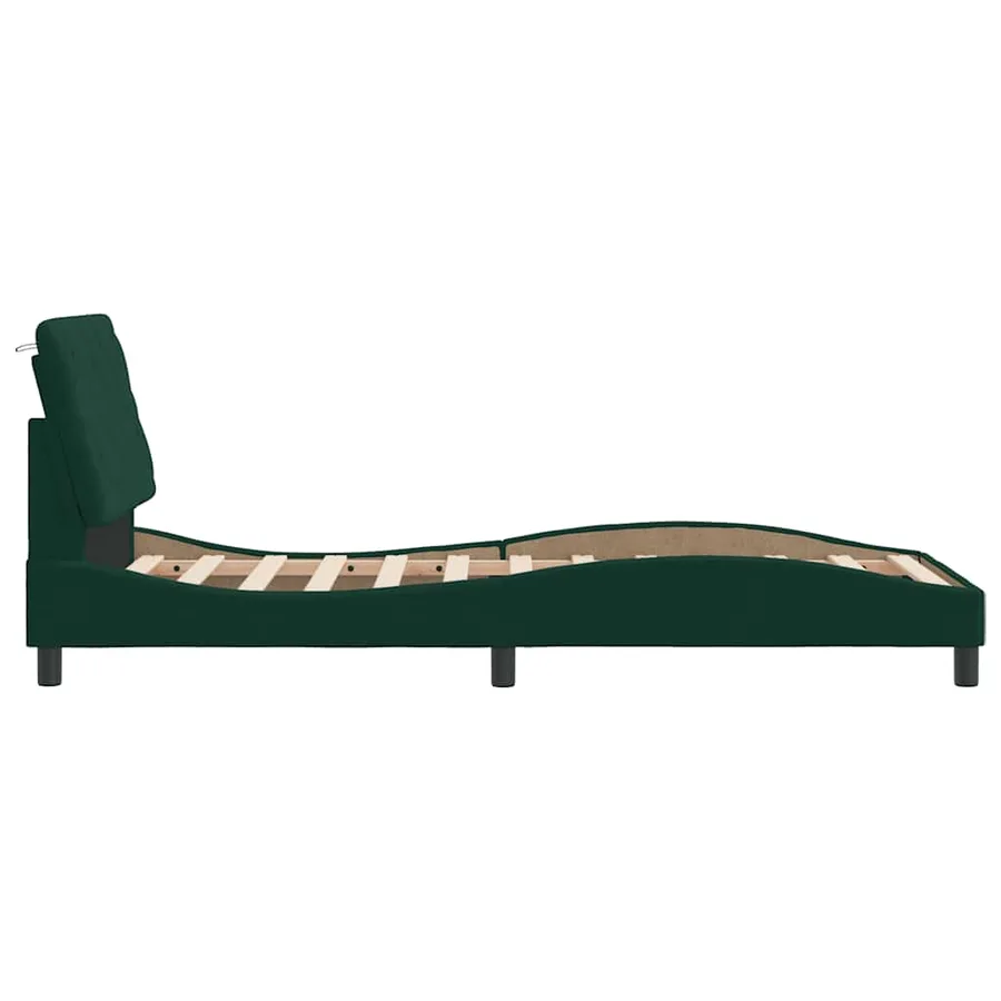 Cadre de lit sans matelas vert foncé 90x190 cm velours - 6