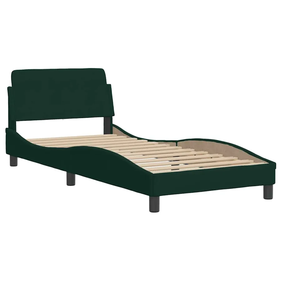 Lit avec matelas vert foncé 90x200 cm velours - 4