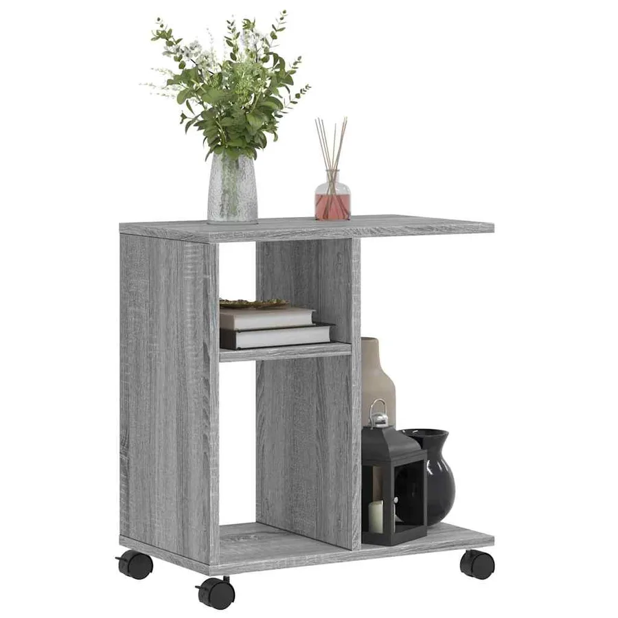 Table d'appoint avec roues sonoma gris bois d'ingénierie - 4