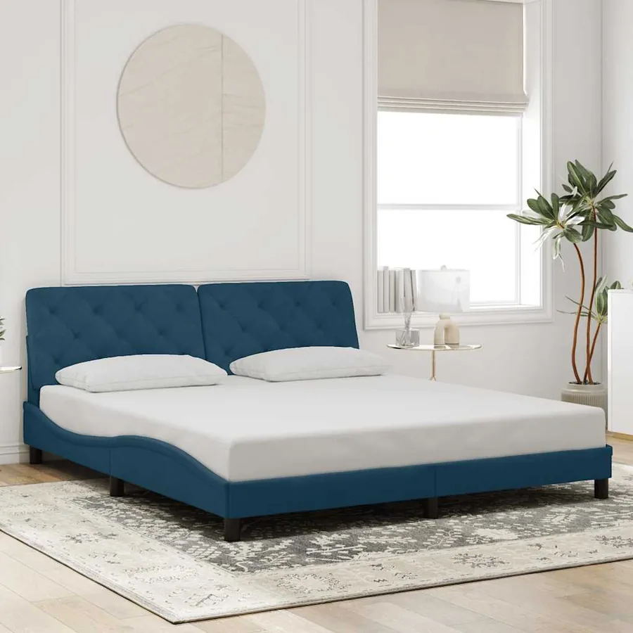 Cadre de lit sans matelas bleu 180x200 cm velours