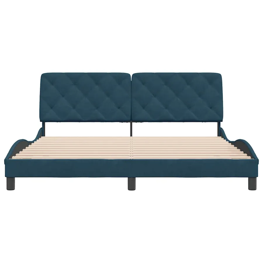 Cadre de lit sans matelas bleu 180x200 cm velours - 5