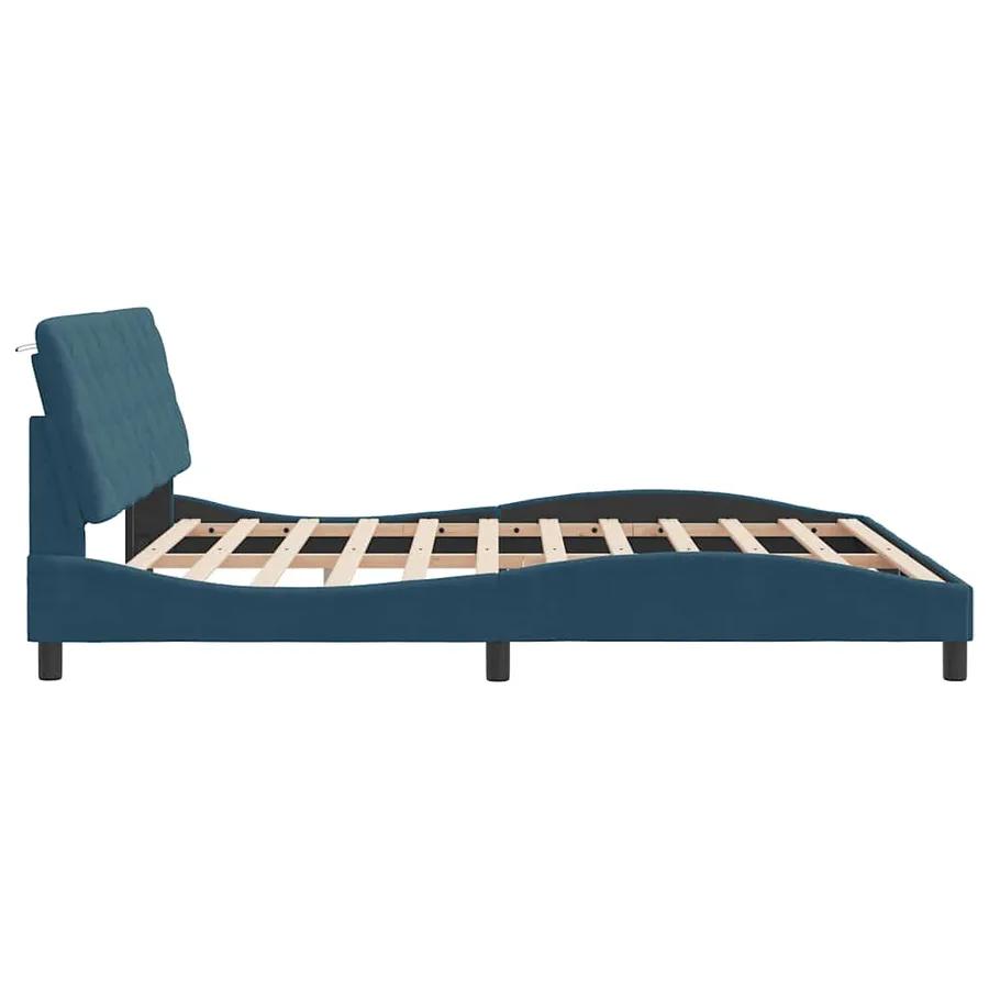 Cadre de lit sans matelas bleu 180x200 cm velours - 6