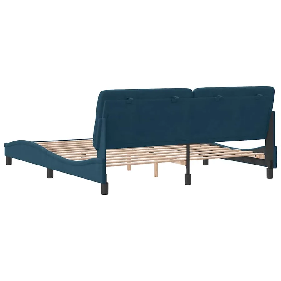 Cadre de lit sans matelas bleu 180x200 cm velours - 7