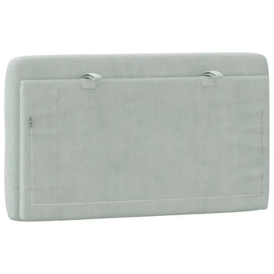 Coussin de tête de lit gris clair 80 cm velours - 7