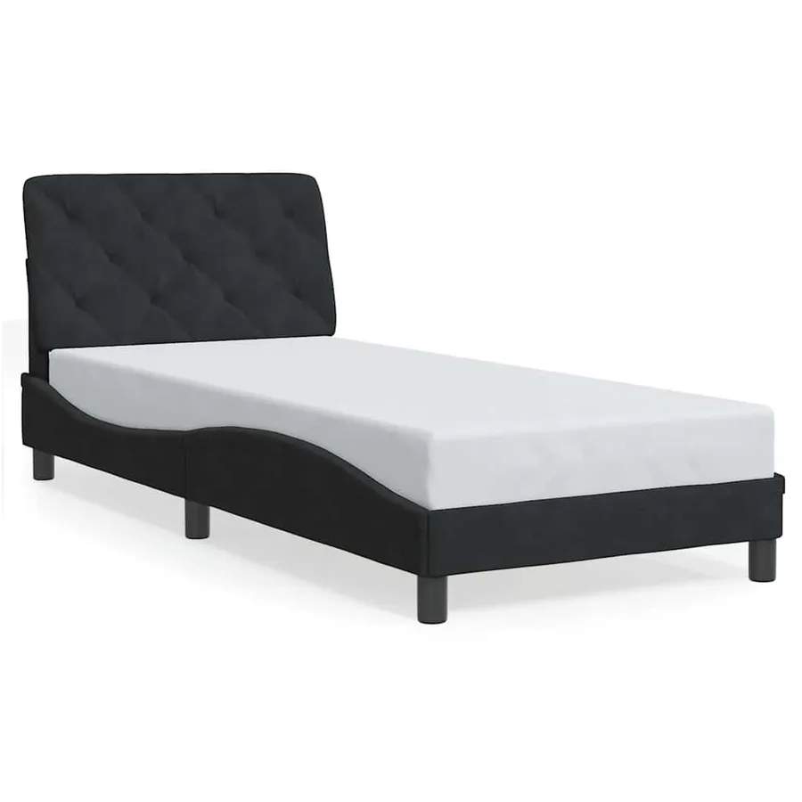 Cadre de lit sans matelas noir 80x200 cm velours - 2