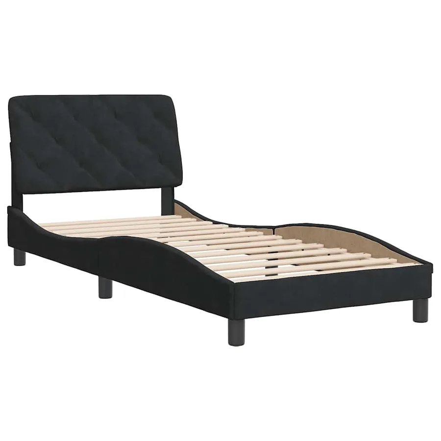 Cadre de lit sans matelas noir 80x200 cm velours - 3