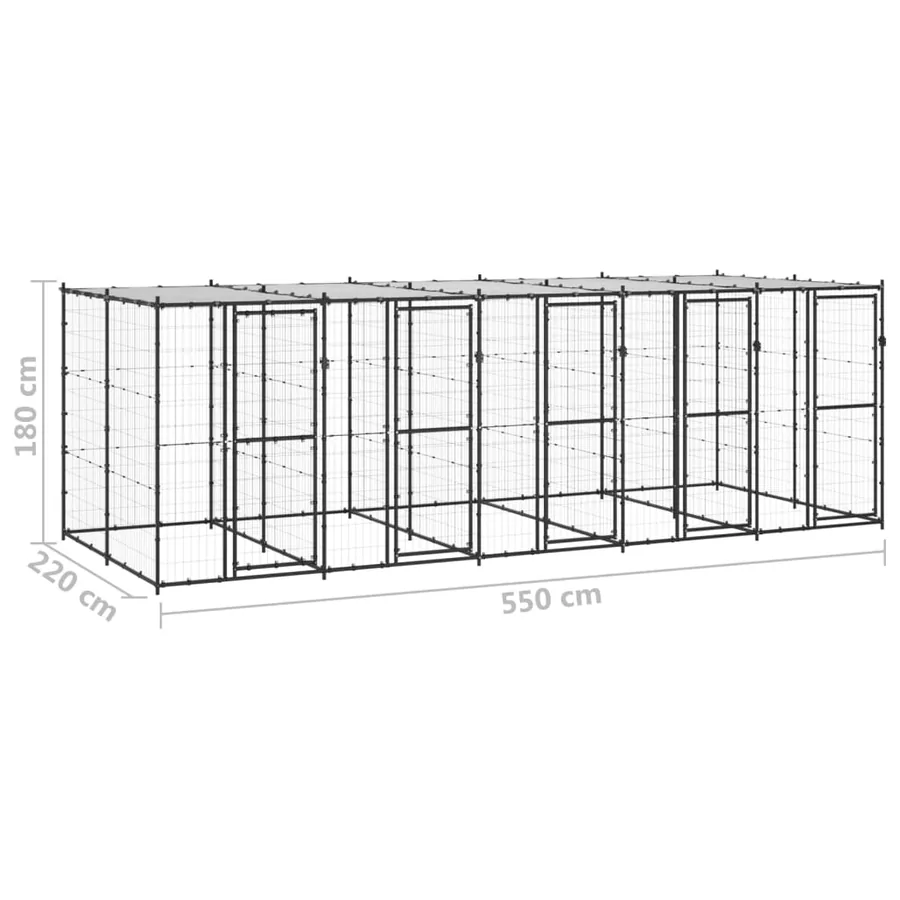 Chenil extérieur Acier avec toit 12,1 m² - 6