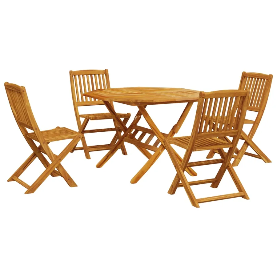 Ensemble à manger de jardin pliable 5 pcs bois massif d’acacia - 2