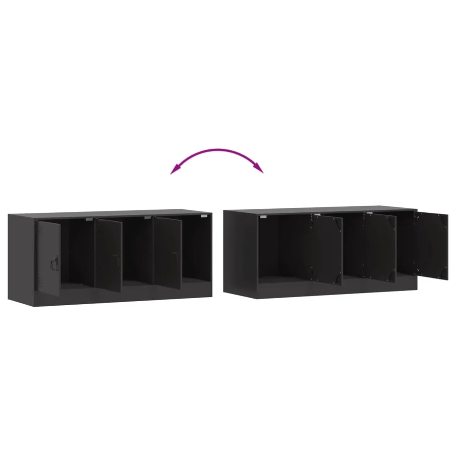 Meuble TV noir 99x39x44 cm acier - 10
