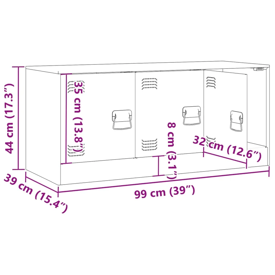 Meuble TV noir 99x39x44 cm acier - 13