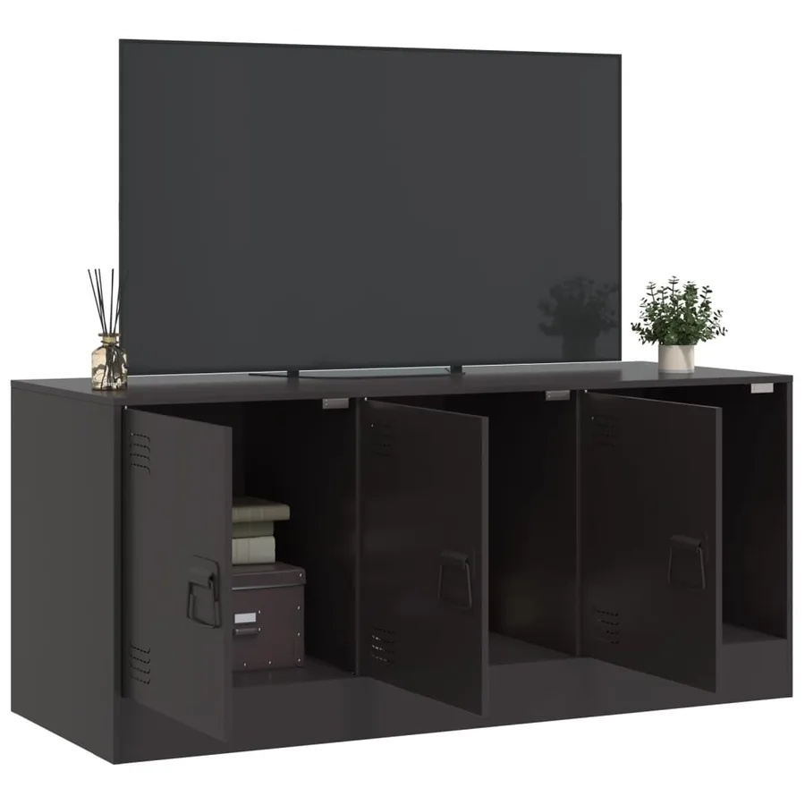 Meuble TV noir 99x39x44 cm acier - 4