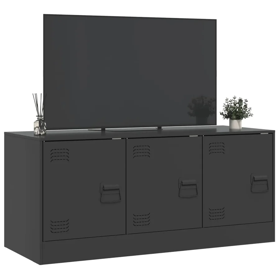 Meuble TV noir 99x39x44 cm acier - 5
