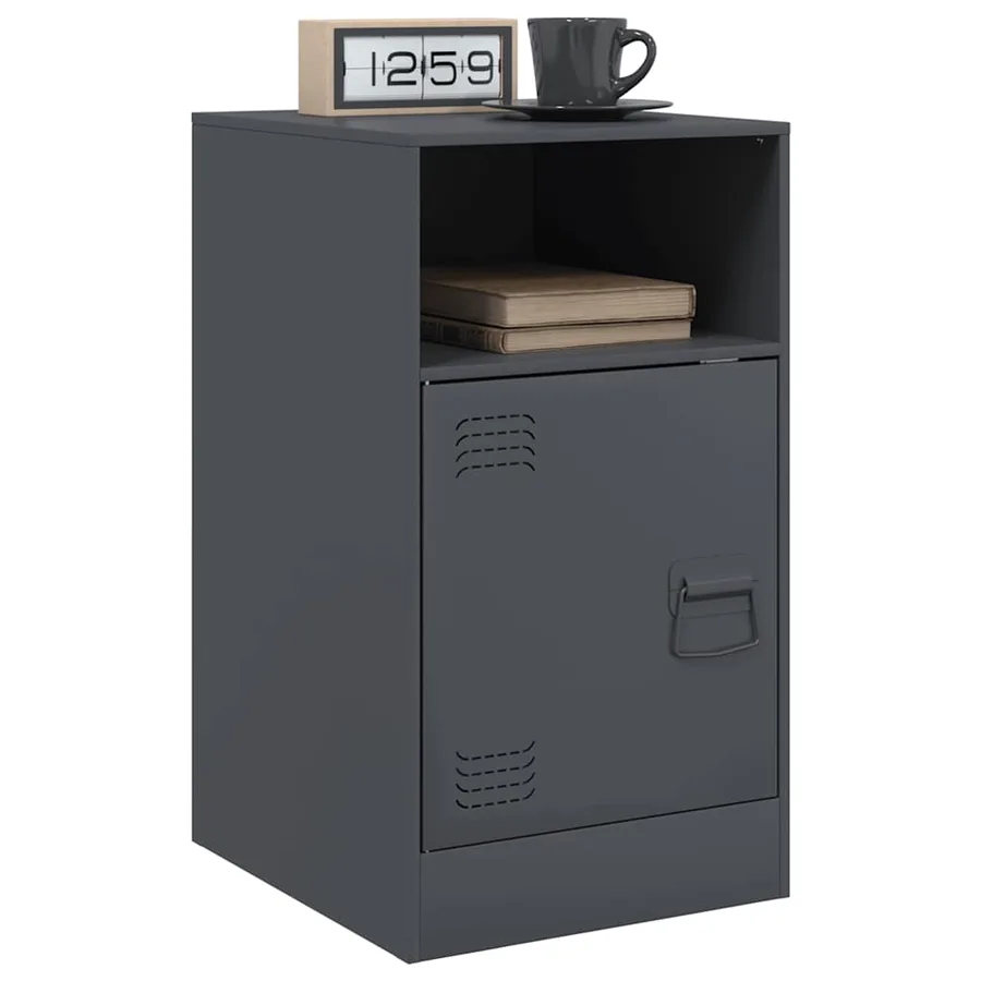Table de chevet anthracite 34,5x39x62 cm acier - 4