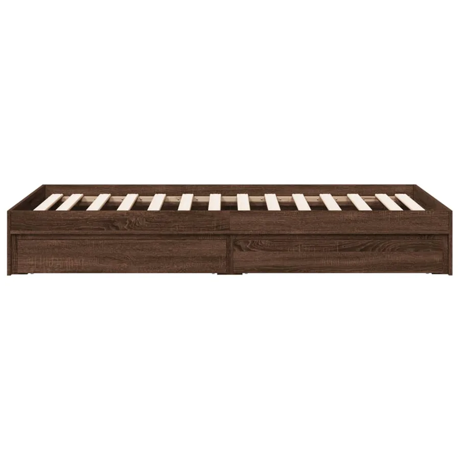 Cadre de lit avec tiroirs sans matelas chêne marron 75x190 cm - 5