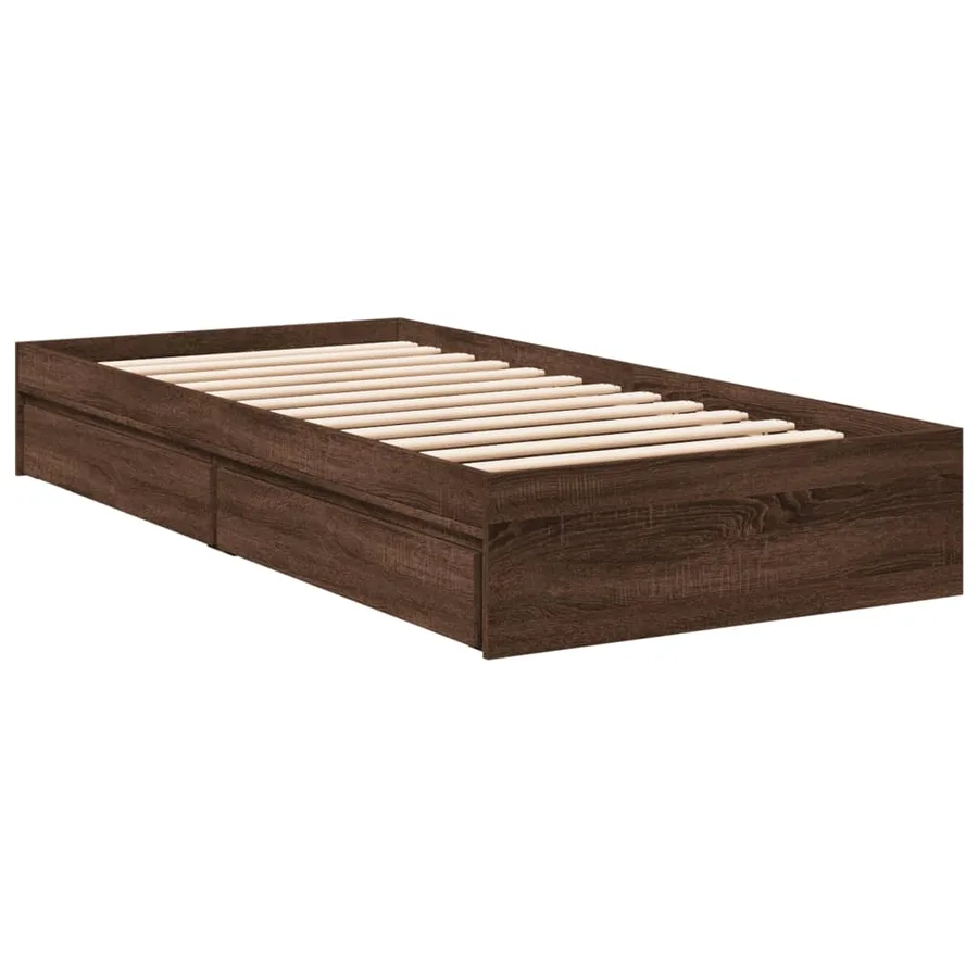 Cadre de lit avec tiroirs sans matelas chêne marron 75x190 cm - 6