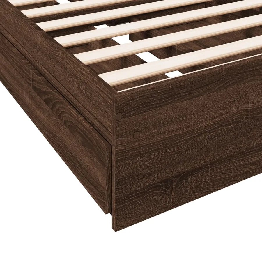 Cadre de lit avec tiroirs sans matelas chêne marron 75x190 cm - 8