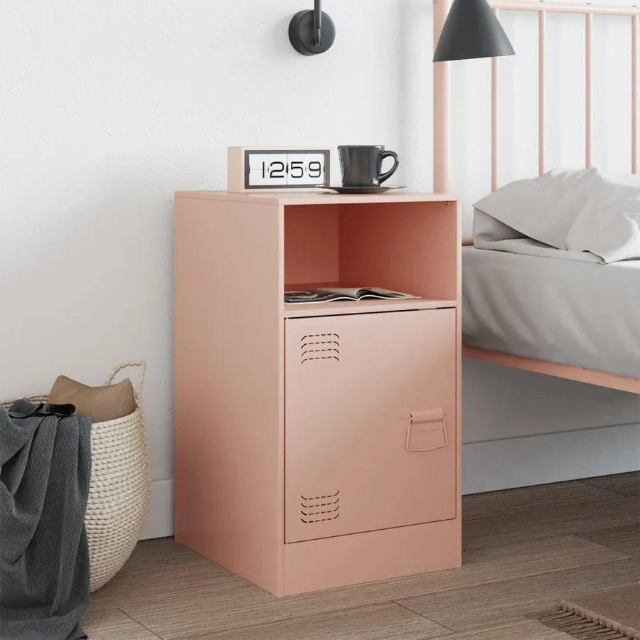 Table de chevet rose 34,5x39x62 cm acier - 3