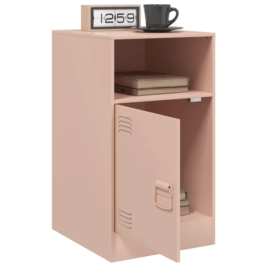 Table de chevet rose 34,5x39x62 cm acier - 5