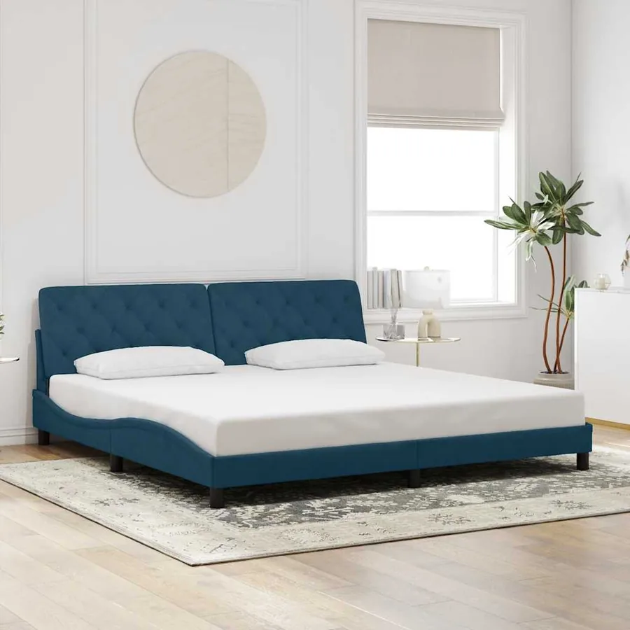 Cadre de lit sans matelas bleu 200x200 cm velours