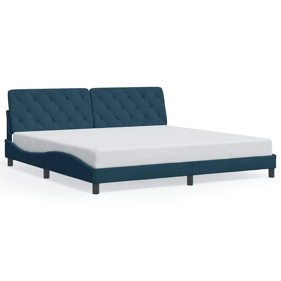 Cadre de lit sans matelas bleu 200x200 cm velours - 2