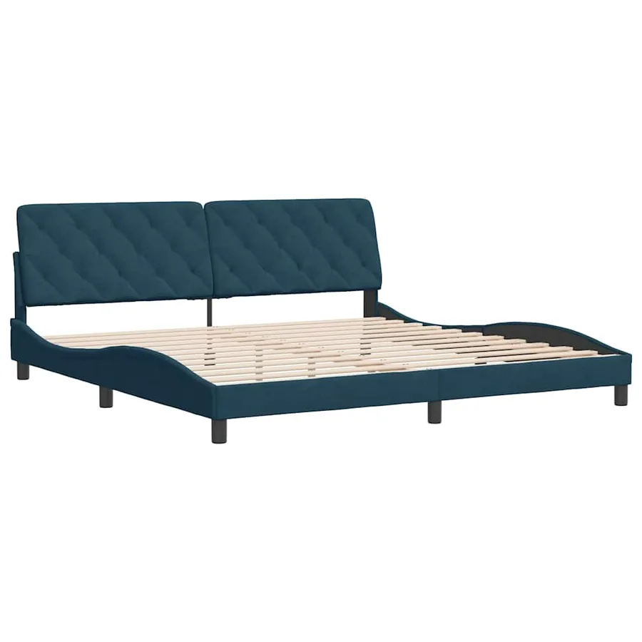 Cadre de lit sans matelas bleu 200x200 cm velours - 3