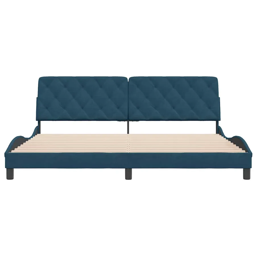 Cadre de lit sans matelas bleu 200x200 cm velours - 5