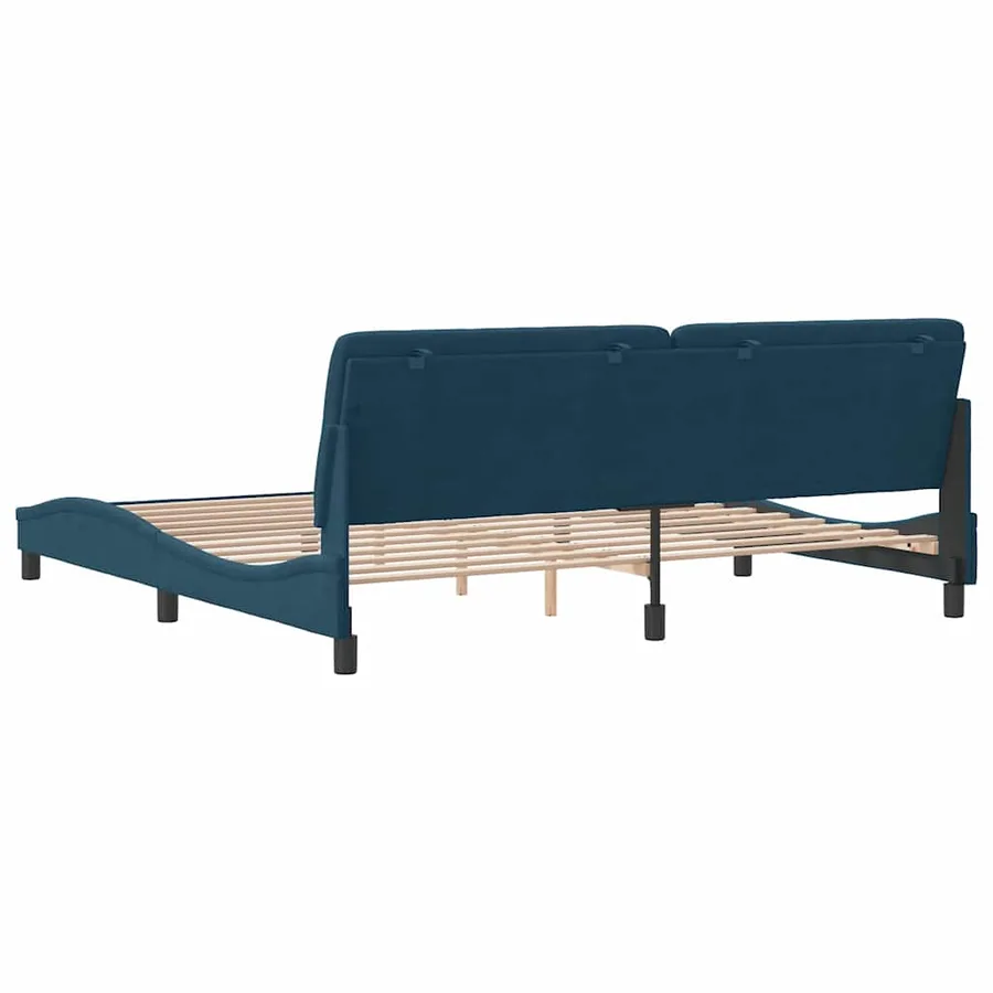Cadre de lit sans matelas bleu 200x200 cm velours - 8
