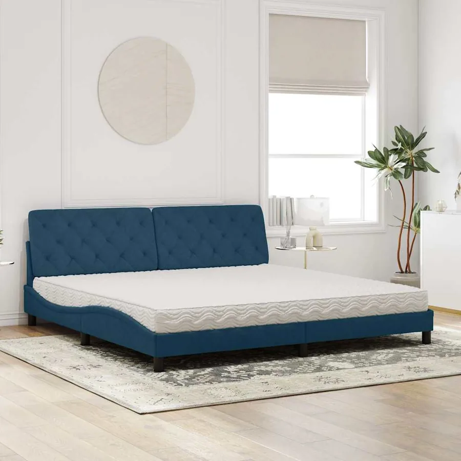 Lit avec matelas bleu 200x200 cm velours