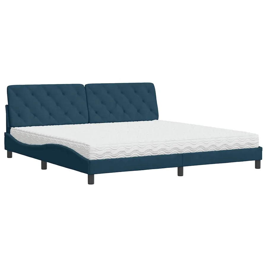 Lit avec matelas bleu 200x200 cm velours - 3