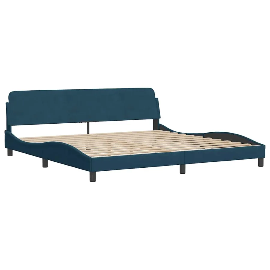 Lit avec matelas bleu 200x200 cm velours - 4