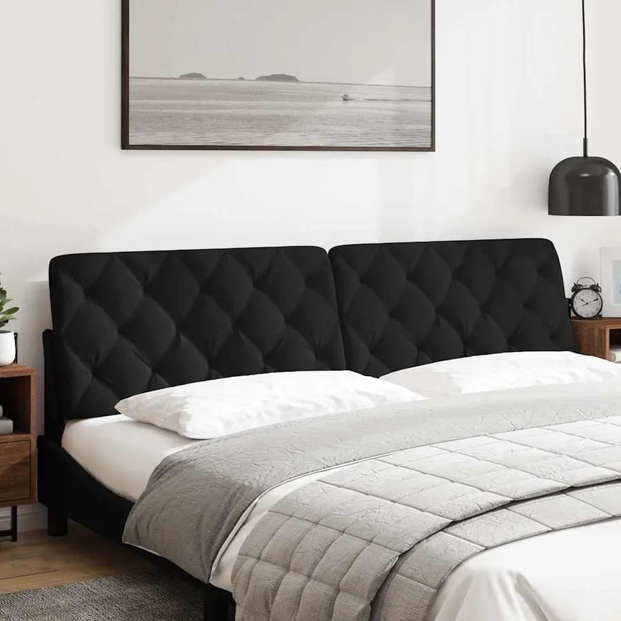 Coussin de tête de lit noir 200 cm velours - 3