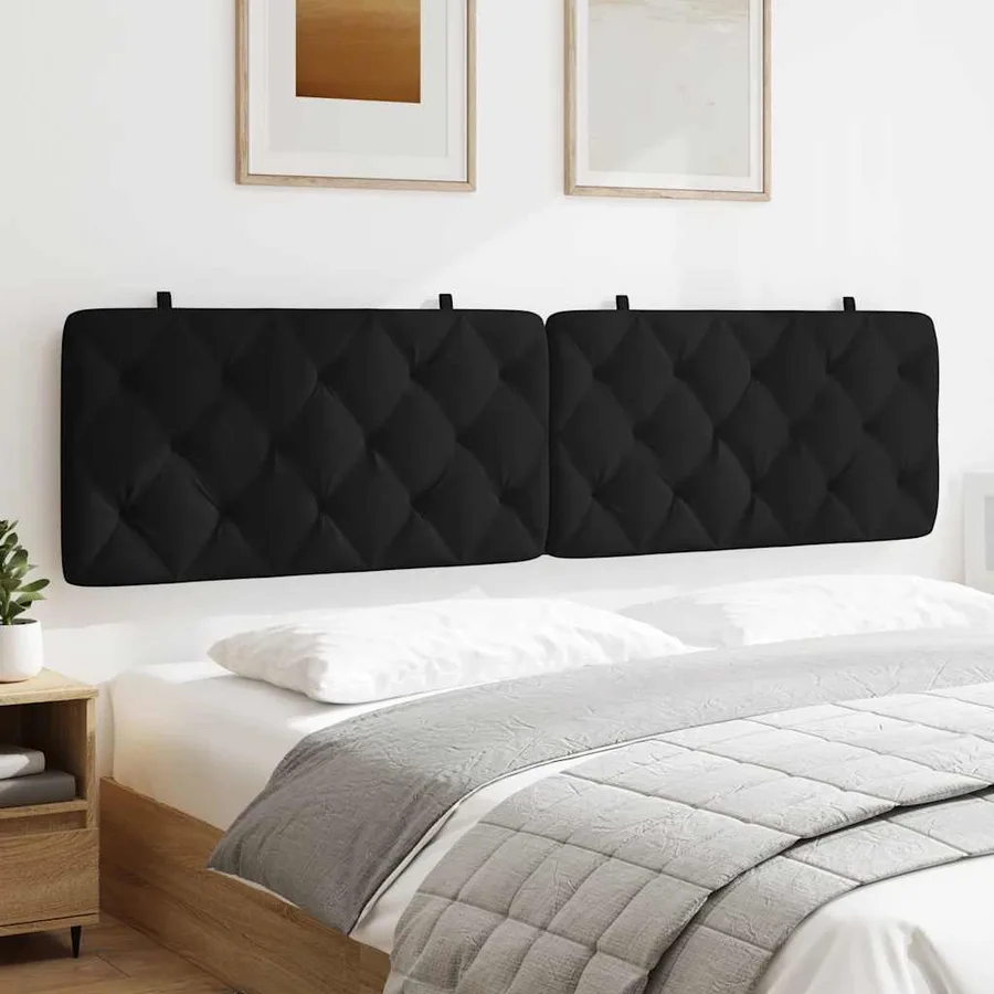 Coussin de tête de lit noir 200 cm velours - 4