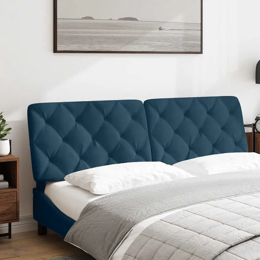 Coussin de tête de lit bleu 160 cm velours - 3