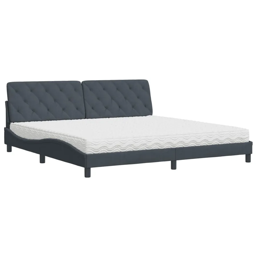 Lit avec matelas gris foncé 200x200 cm velours - 2