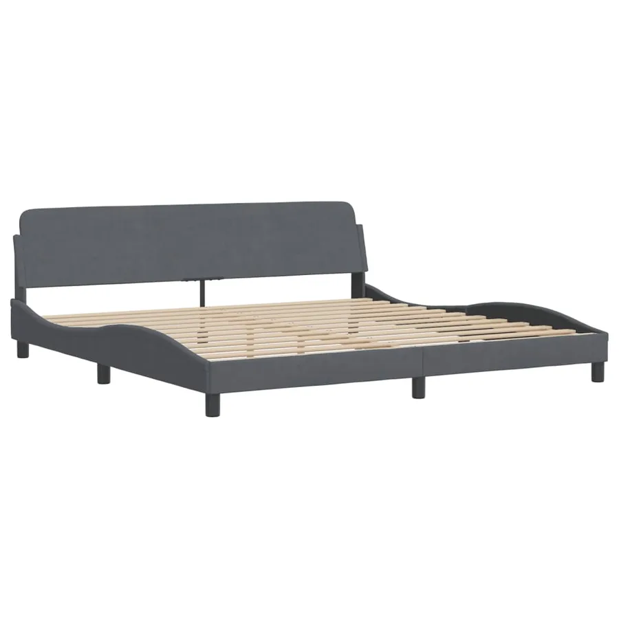 Lit avec matelas gris foncé 200x200 cm velours - 4